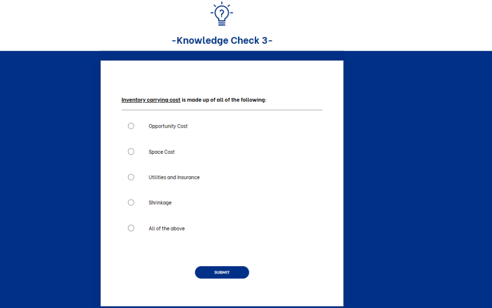 screenshot of AHRMM Academy online course with knowledge checks